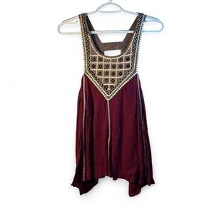 Free People Burgundy flowy top